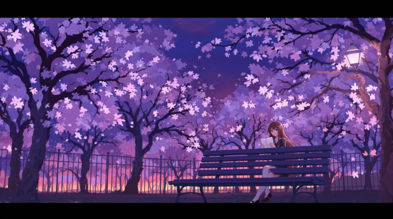 甘えられない自分に悩む女性の後ろ姿（アニメ風）