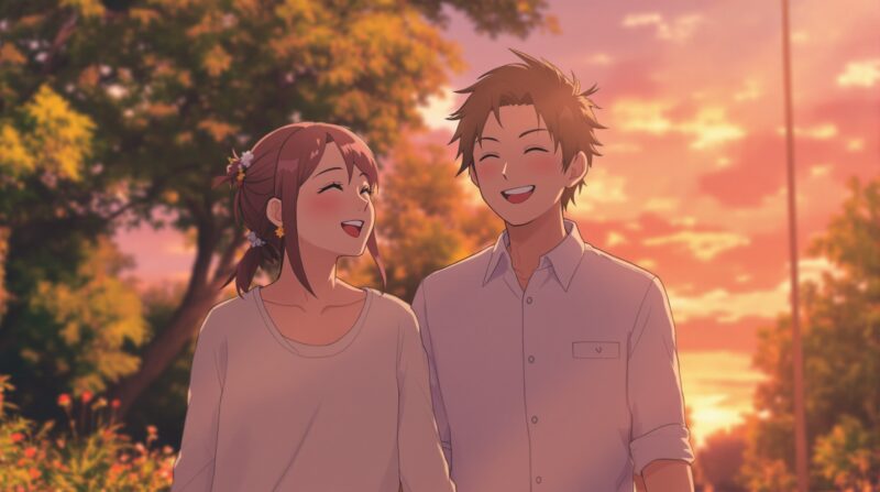 お互いを大切にし合う恋人たちの穏やかなイラスト