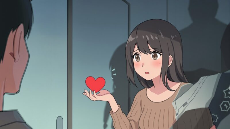 自己肯定感が低く、恋愛で不安を感じやすい女性のイラスト