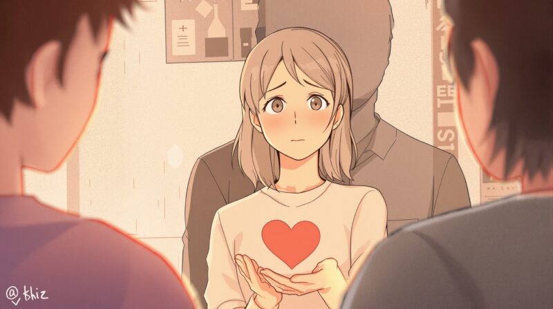 恋愛がうまくいかず思い悩む女性の優しい表情のイラスト