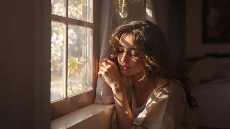 自分の気持ちを肯定し、穏やかに微笑む女性